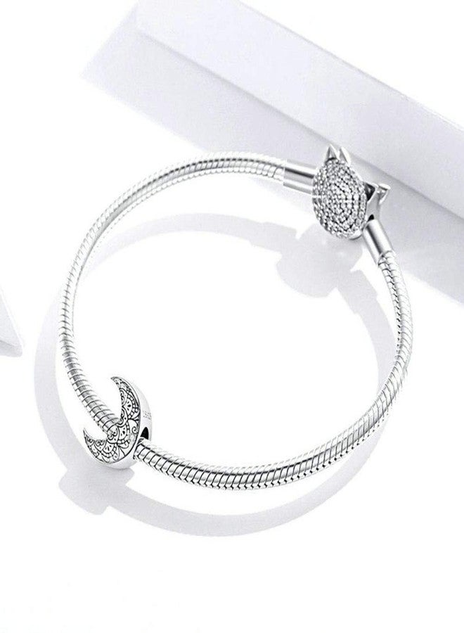 LAMOONY 925 Sterling Silver Feather Heart Charm (Moon) for Pandora Charm Bracelet - Image 4